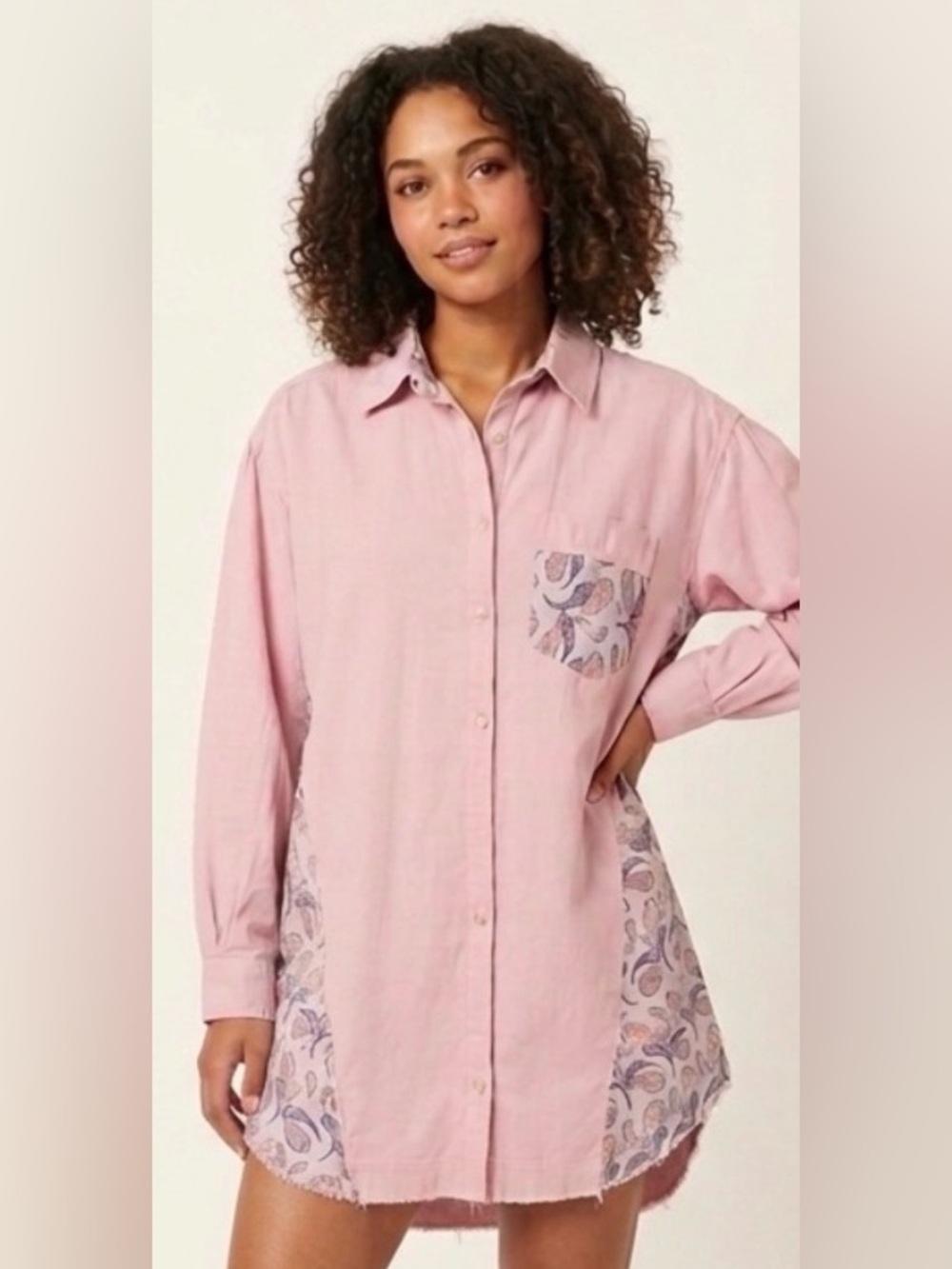 Blue Velvet Paisley Mixed Media Tunic  Size M NWT